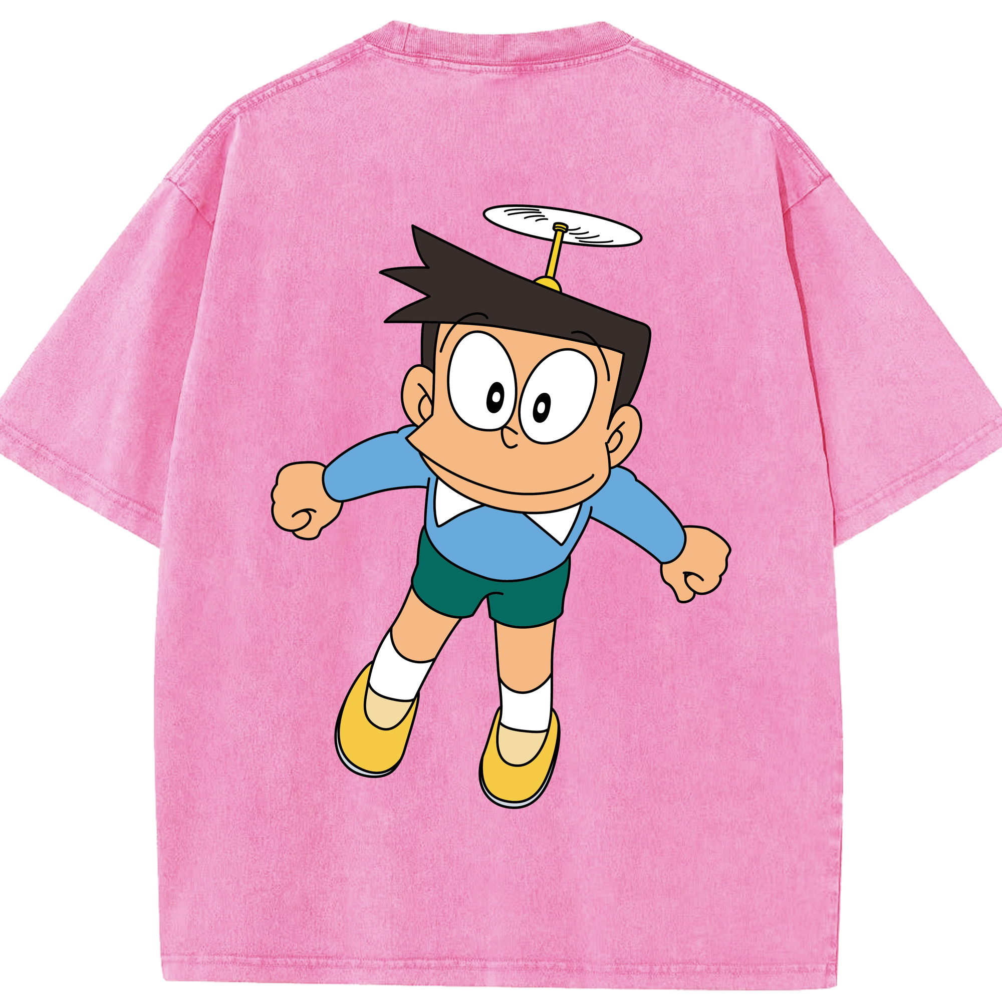 （画像用） ドラえもん 骨川 スネ夫 Doraemon Honekawa Suneo 綿100% ヴィンテージ風 半袖Tシャツ（背面プリント）